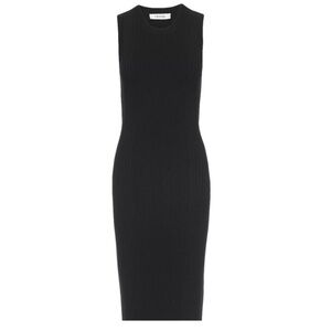 Frame Denim Black Bodycon Ribbed Sweater Cut Out Back Midi Dress